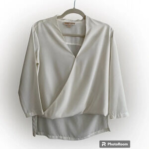 MICHAEL Michael Kors White Long sleeve Hi-Low Wrap Blouse  XS